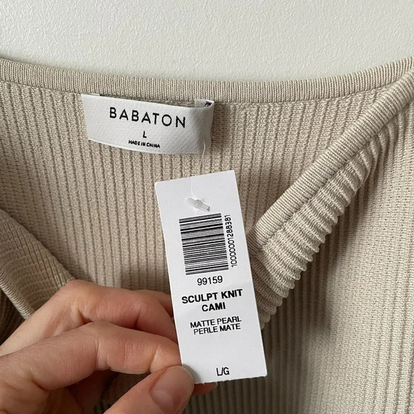 Aritzia Babaton Sculpt Knit Cami Dress Matte Pearl  NWT Size Large - Picture 8 of 10